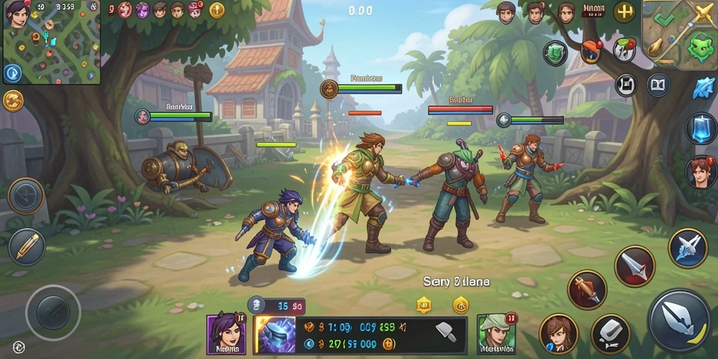 Screenshot menunjukkan aksi seru dalam permainan multiplayer.