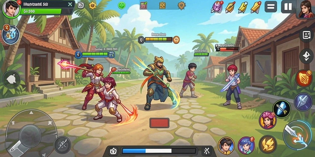 Tangkapan layar pertarungan seru di level baru.